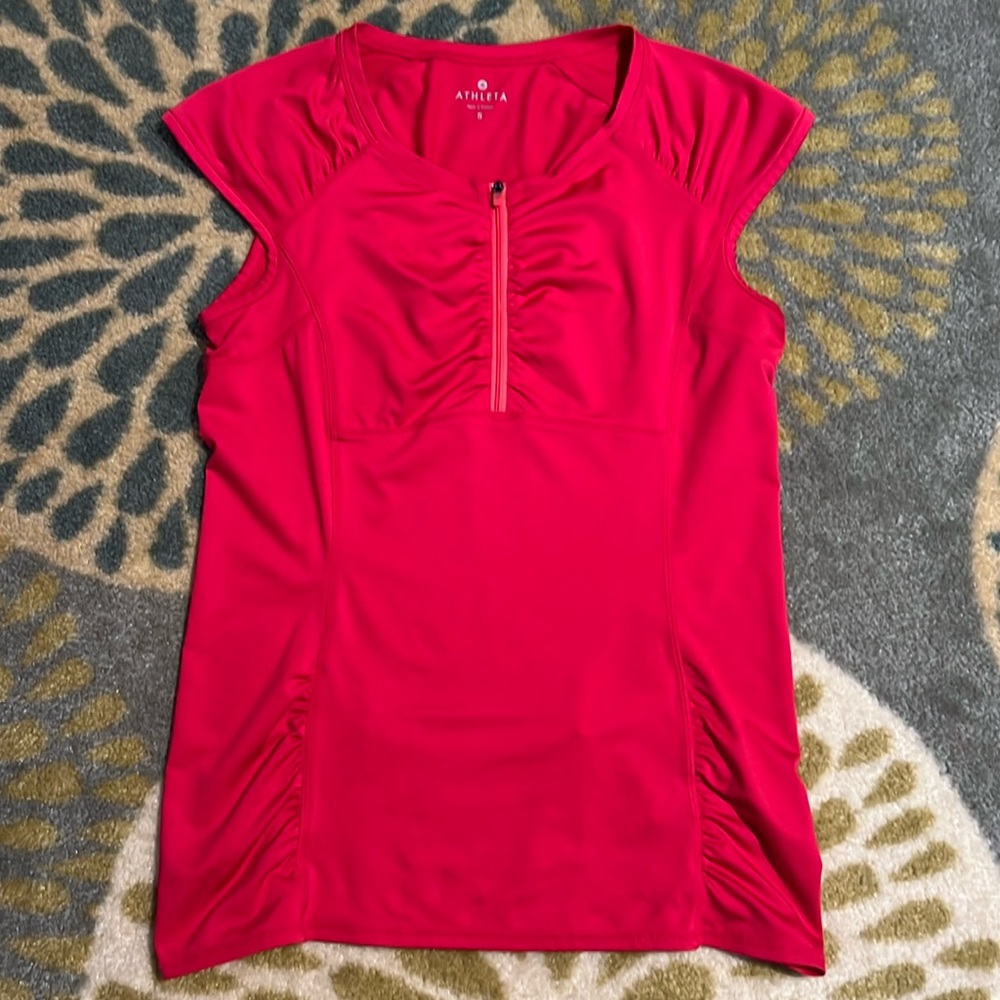 Athleta Bright Pink Zip-Front Swim Coverup Tunic